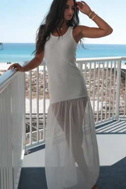 Make You Wait White Drop Waist Maxi