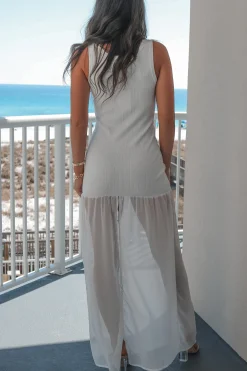 Make You Wait White Drop Waist Maxi