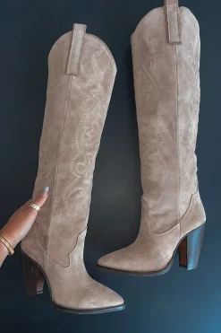 Making My Way Downtown Suede Leather Western Boot