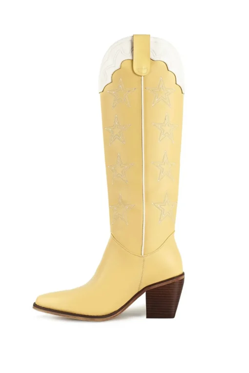 MARFA The Carrie Light Yellow Star Western Cowgirl Boots