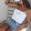 Margs Always Minimalist Cropped Fitted Graphic Strapless Tube Top