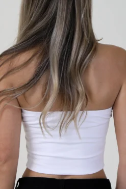 Margs Always Minimalist Cropped Fitted Graphic Strapless Tube Top