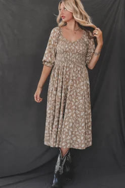 Meant To Be Mustard Floral Dress