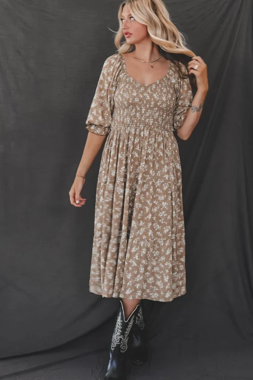 Meant To Be Mustard Floral Dress