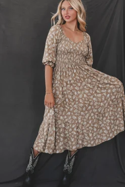 Meant To Be Mustard Floral Dress