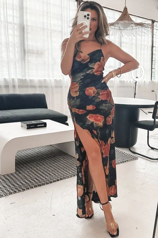 Midnight Hour Floral Black Maxi Dress