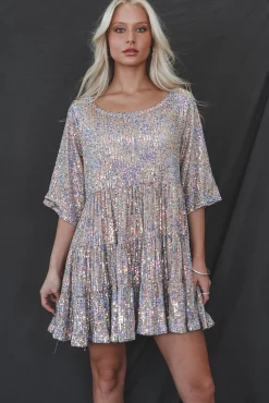 My Queen Unicorn Sequin Babydoll Dress