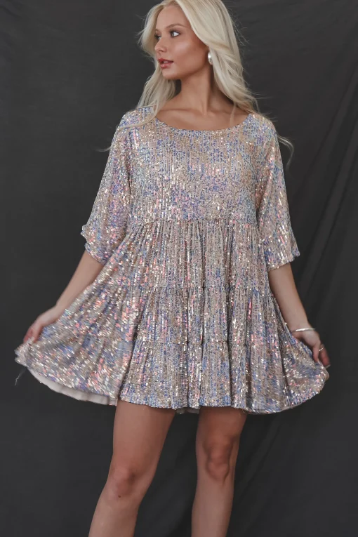 My Queen Unicorn Sequin Babydoll Dress