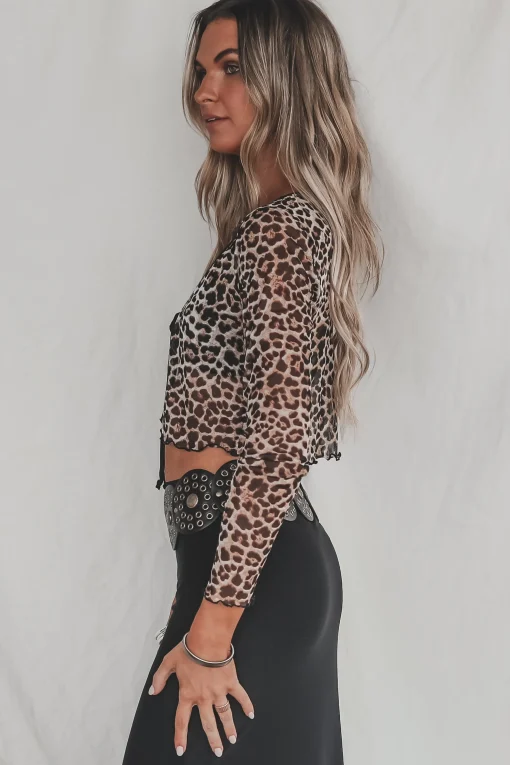My Wild Side Is Showing Leopard Mesh Tie Top