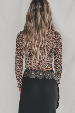 My Wild Side Is Showing Leopard Mesh Tie Top