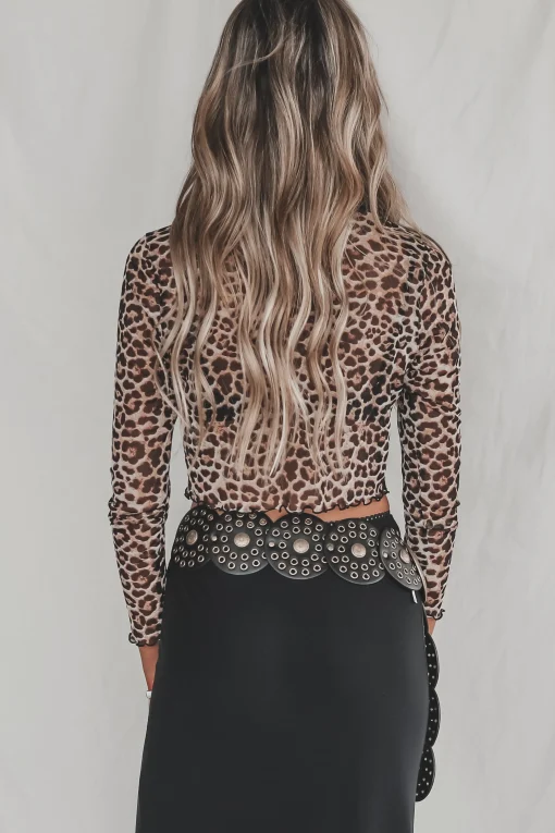My Wild Side Is Showing Leopard Mesh Tie Top