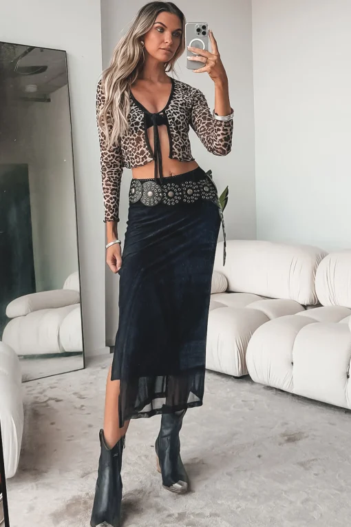 My Wild Side Is Showing Leopard Mesh Tie Top
