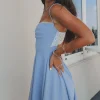 Oh Baby Baby Blue Mini Back Lace Dress