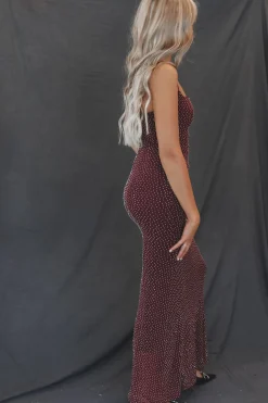 Oh So Stylish Burgundy Sparkle Maxi Dress