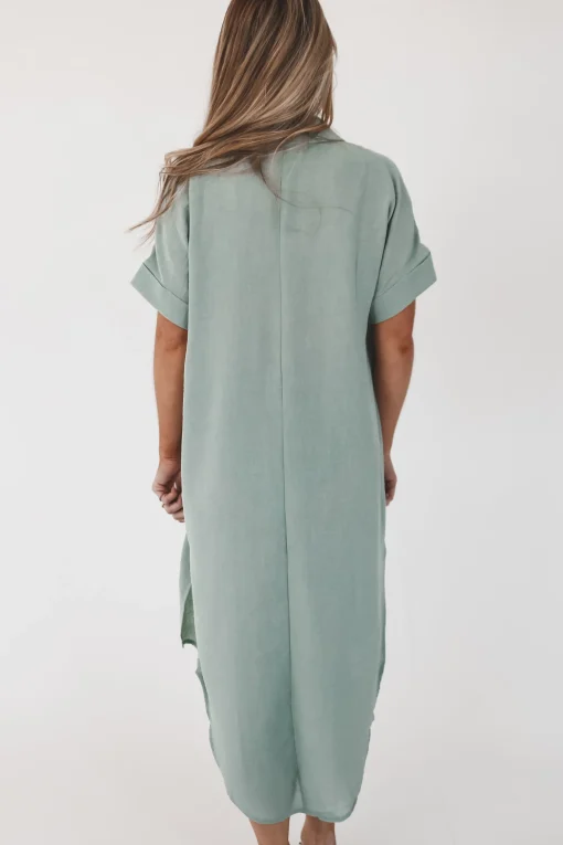 On Beach Chair Sage Button Up Long Shirt