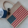 Patriotic Babe American Flag Burlap Beach Bag