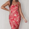 Plus One Princess Red Printed Midi