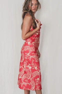 Plus One Princess Red Printed Midi