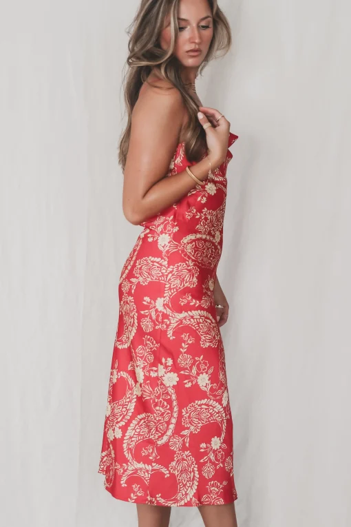 Plus One Princess Red Printed Midi