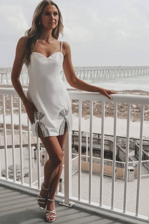Pretty Little Thing White Bow Mini Dress