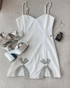 Pretty Little Thing White Bow Mini Dress