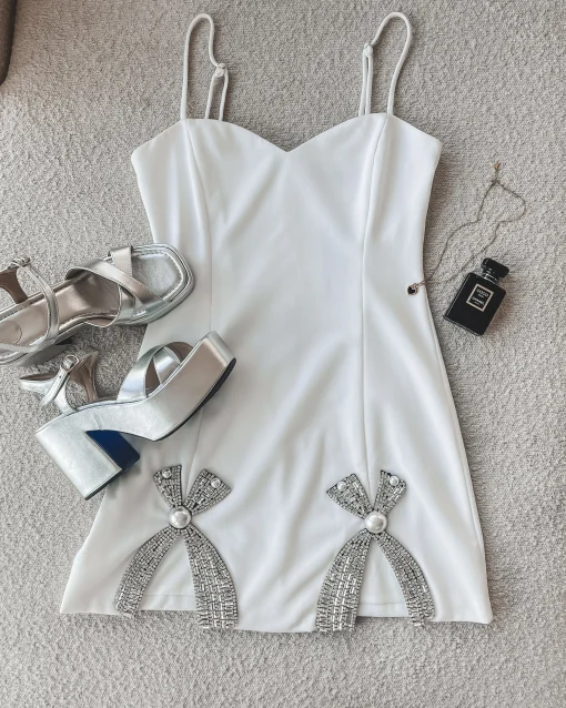Pretty Little Thing White Bow Mini Dress