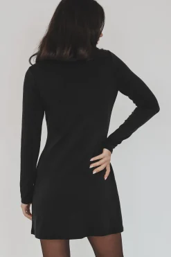 Sadie & Sage Hustle Long Sleeve Black Mock Neck Dress