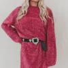 SADIE & SAGE Soiree Mock Neck Bishop Berry Mohair Sweater Dress