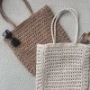 Sea Shells Inside Straw Braided Beach Tote Bag