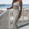 Seashell City White Knit Cutout Maxi Dress