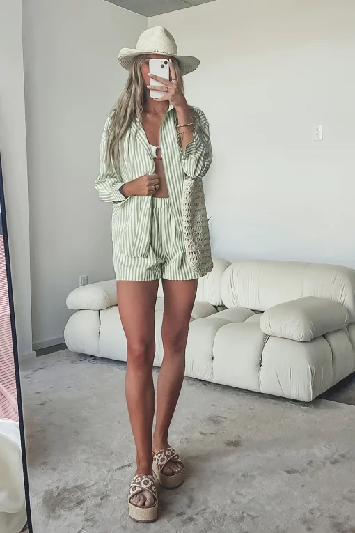 Something Minty Fashion Boxer Striped Shorts