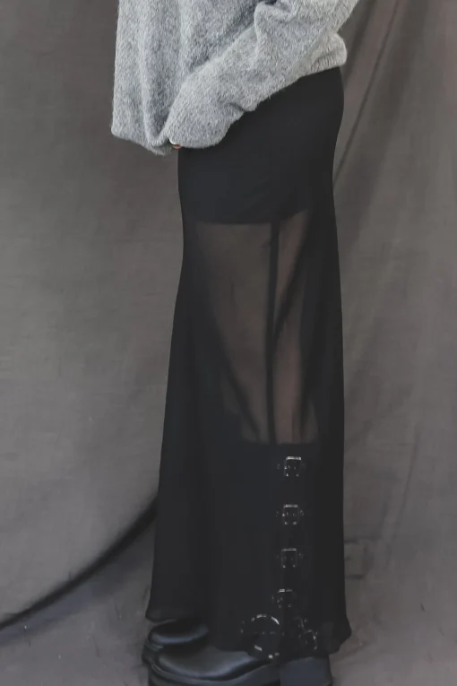 Something Spicy Black Sheer Maxi Skirt