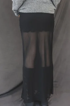 Something Spicy Black Sheer Maxi Skirt