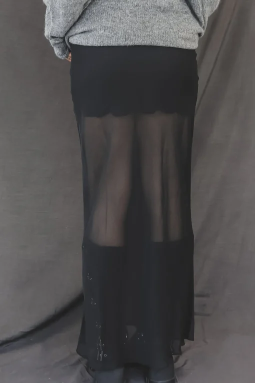 Something Spicy Black Sheer Maxi Skirt