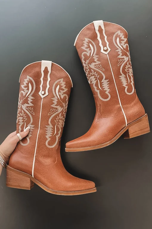STIVALI Journey Western Tan Leather Cowboy Boots