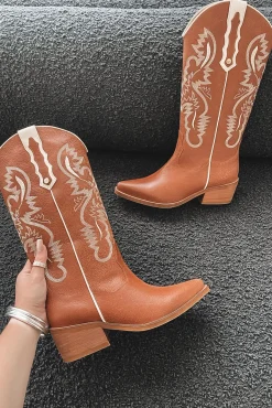 STIVALI Journey Western Tan Leather Cowboy Boots