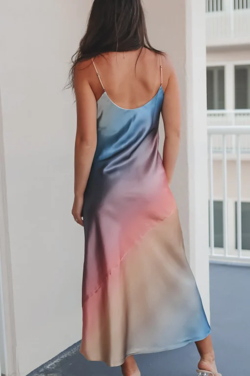 Sunset Stunner Ombré Satin Maxi Dress
