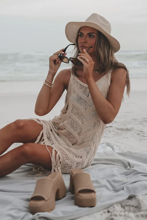 Surfs Up Fringe Knit Cover Up