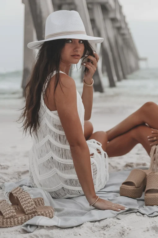 Surfs Up Fringe Knit Cover Up