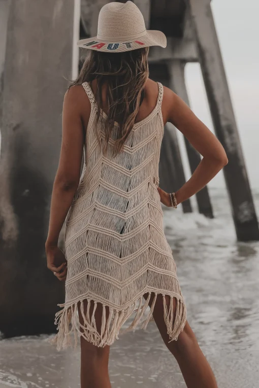 Surfs Up Fringe Knit Cover Up