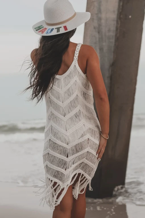 Surfs Up Fringe Knit Cover Up