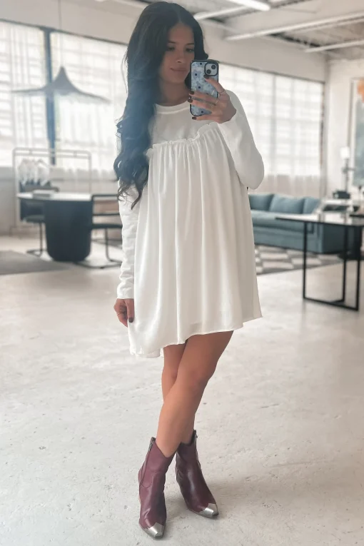 Sweeter Than Most Long Sleeve White Mini Dress