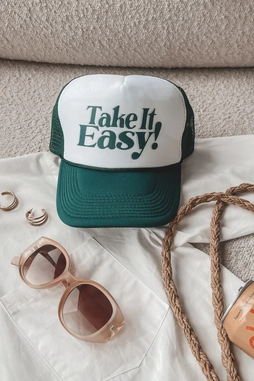 Take It Easy Trucker Forest Green Trucker Hat