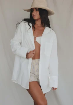 Taking A Vacation Day Oversized Button Up Cover Up