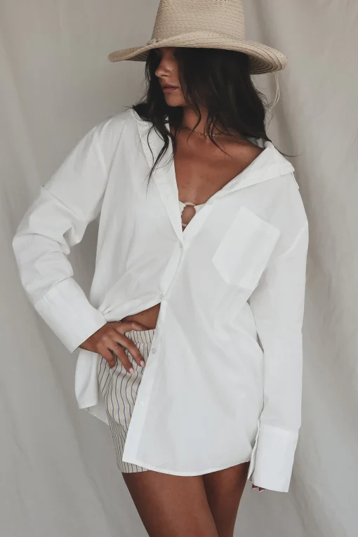 Taking A Vacation Day Oversized Button Up Cover Up