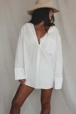 Taking A Vacation Day Oversized Button Up Cover Up