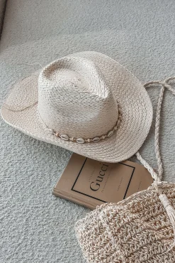 The Beach Is This Way Ivory Shell Cowboy Hat