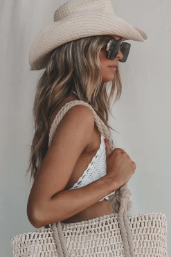 The Beach Is This Way Ivory Shell Cowboy Hat