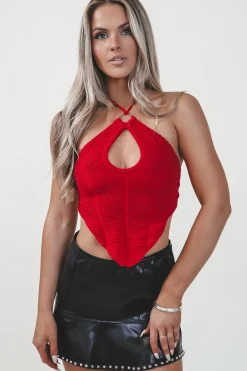 The Rest Is History Red Halter Neck Top