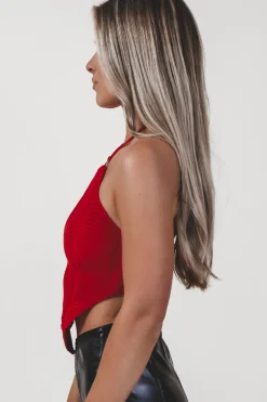 The Rest Is History Red Halter Neck Top